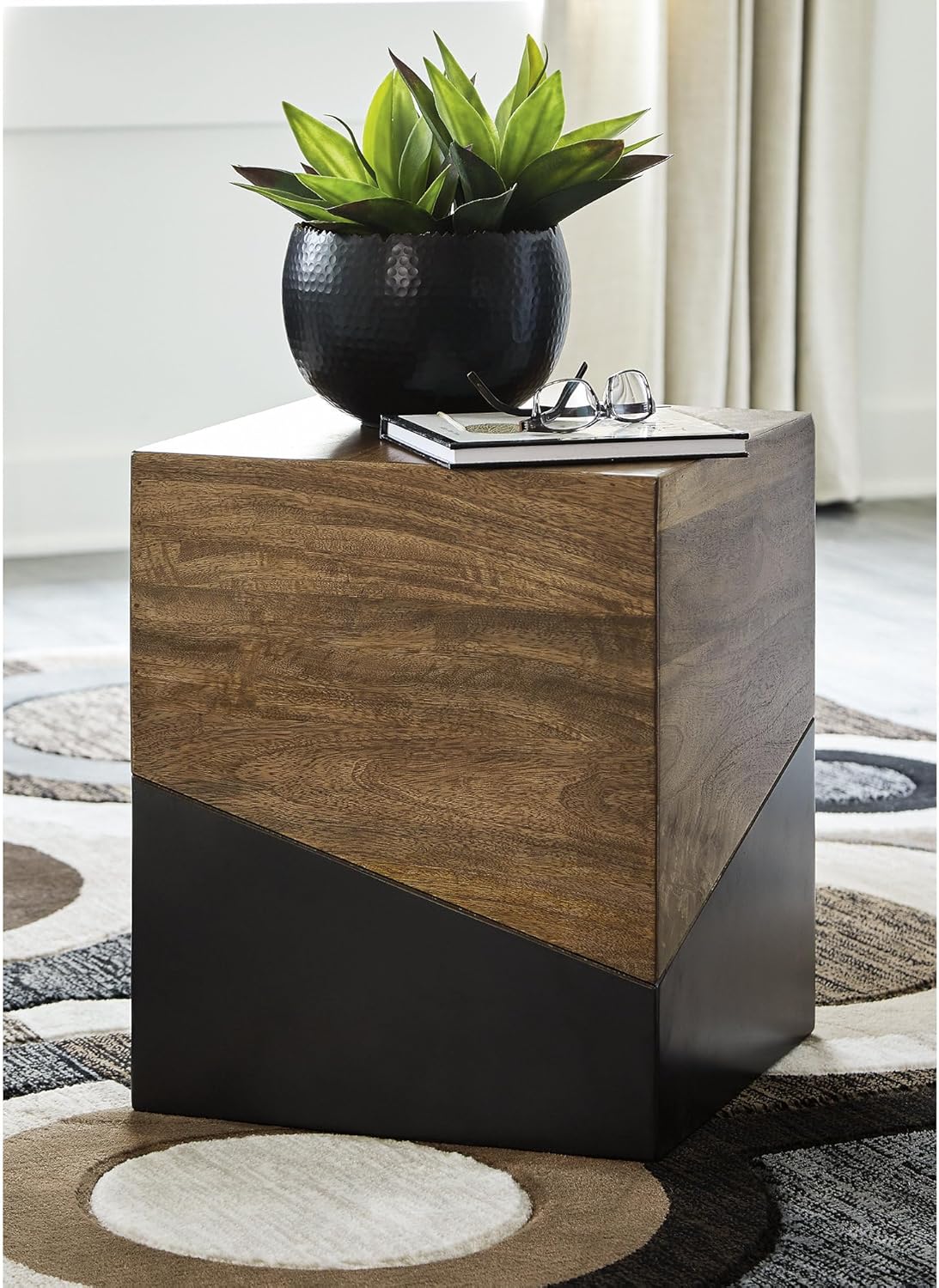 Signature Design by Ashley Trailbend Eclectic Accent End Table, Brown & Gunmetal
