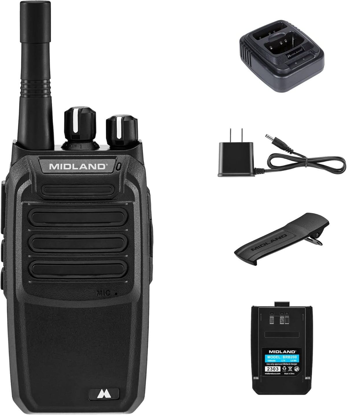 Midland – BizTalk BR200 Business Radio – 2W Industrial Grade Two Way Radio – Compact Size – High Performance Walkie Talkie – 250,000 Square Feet of Coverage