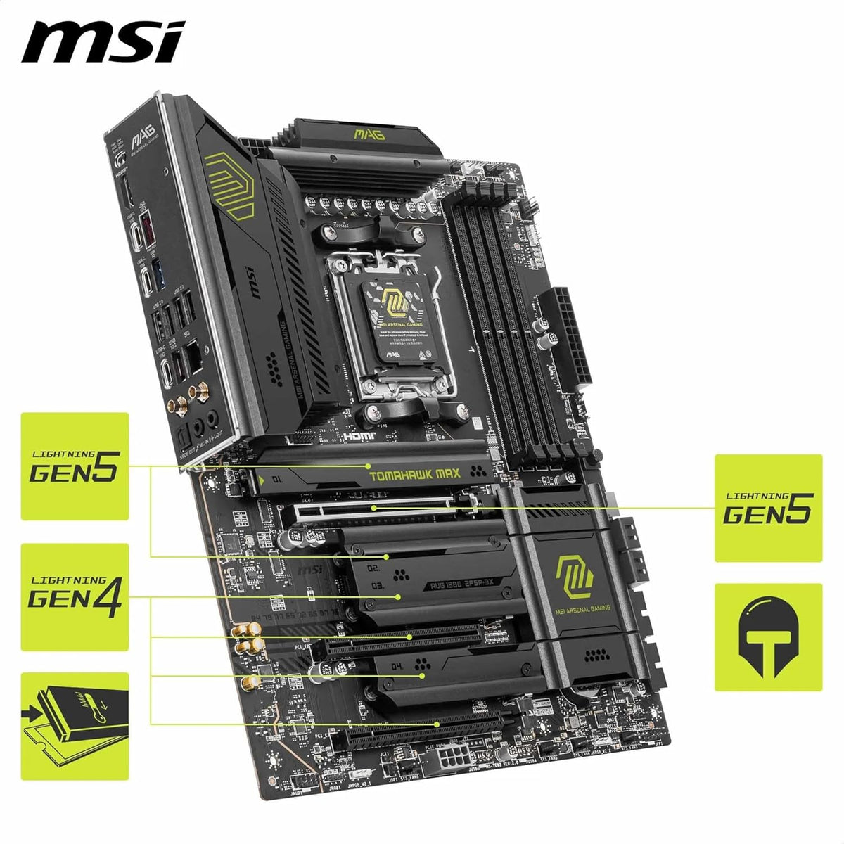 MSI MAG X870E Tomahawk WiFi Motherboard, ATX - Supports AMD Ryzen 9000/8000 / 7000 Processors, AM5-80A SPS VRM, DDR5 Memory Boost 8400+ MT/s (OC), PCIe 5.0 x16, M.2 Gen5, Wi-Fi 7, 5G LAN (Renewed)