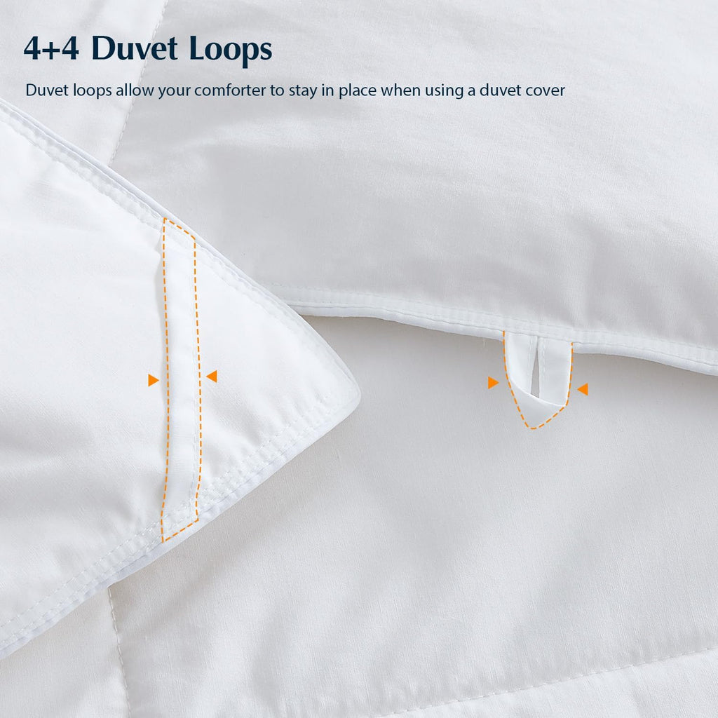 Pacific Coast Lightweight Goose Feather Down Fiber Comforters King Size, Summer Duvet Insert, Ultra Soft, Breathable, Hotel Luxury Bedding Comforter with 8 Tabs, White, 106 x 90 inches