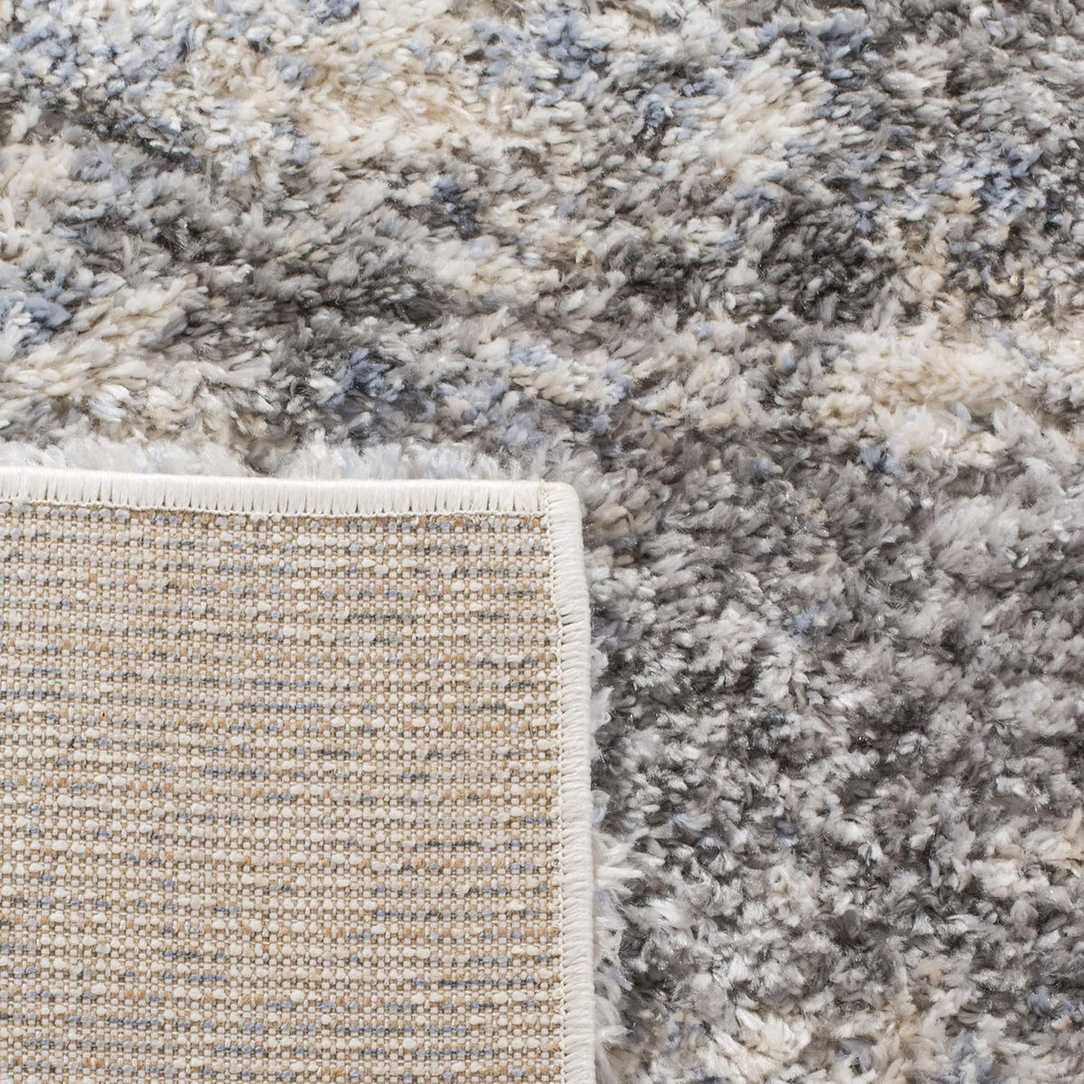 SAFAVIEH Area Rug 9x12 - Berber Shag Collection - Large - Grey Blue & Cream, Non-Shedding & Easy to Clean, Ideal for Living Room, Bedroom, Dining Space (BER219G)