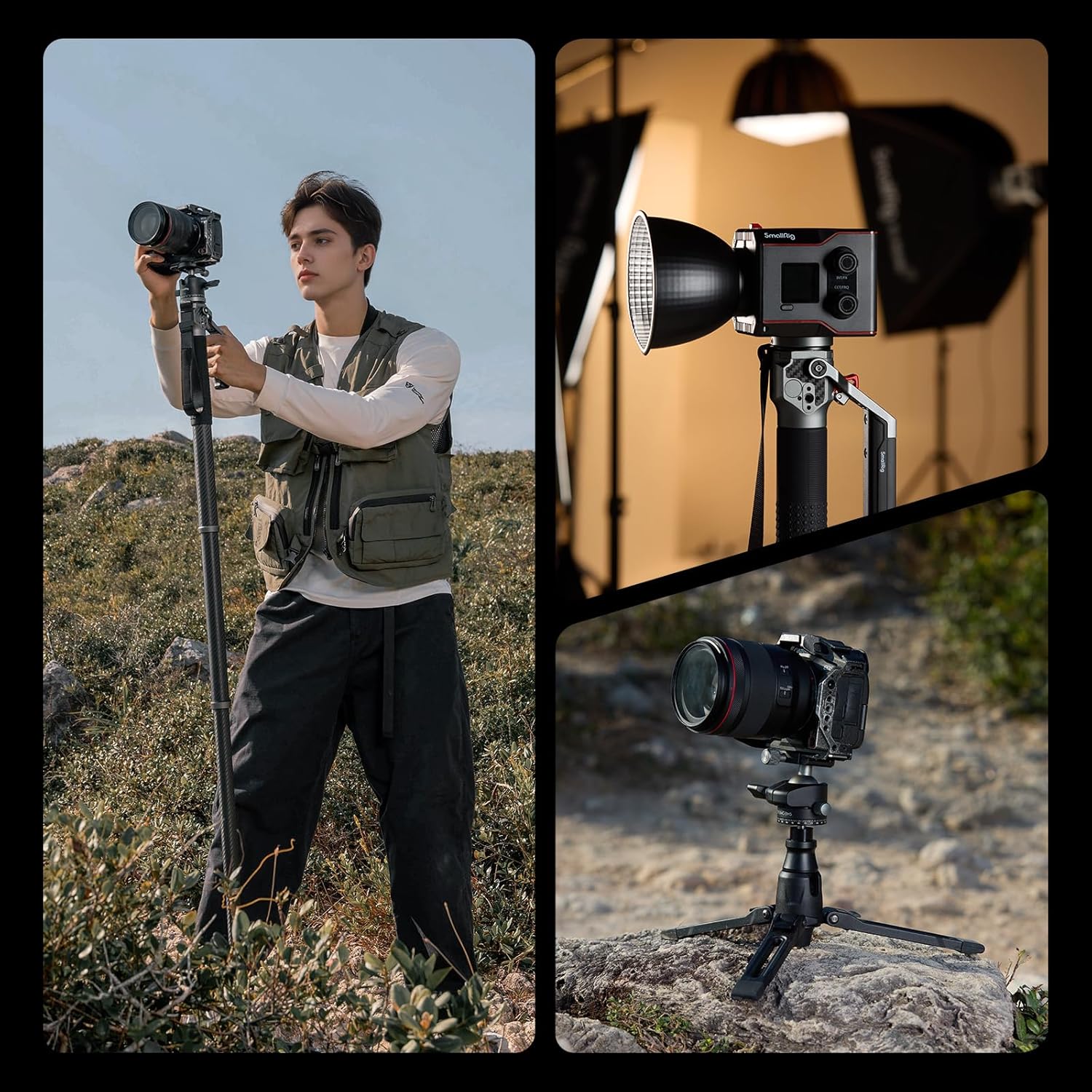SmallRig 166.5cm / 65.6" Carbon Fiber Monopod for Camera, Compact Camera Monopod with One-Touch Height Adjustment, Max. 5kg Playload Ball Head, Storage Size of 68cm / 26.8", Weighs 1.72kg / 3.8lb