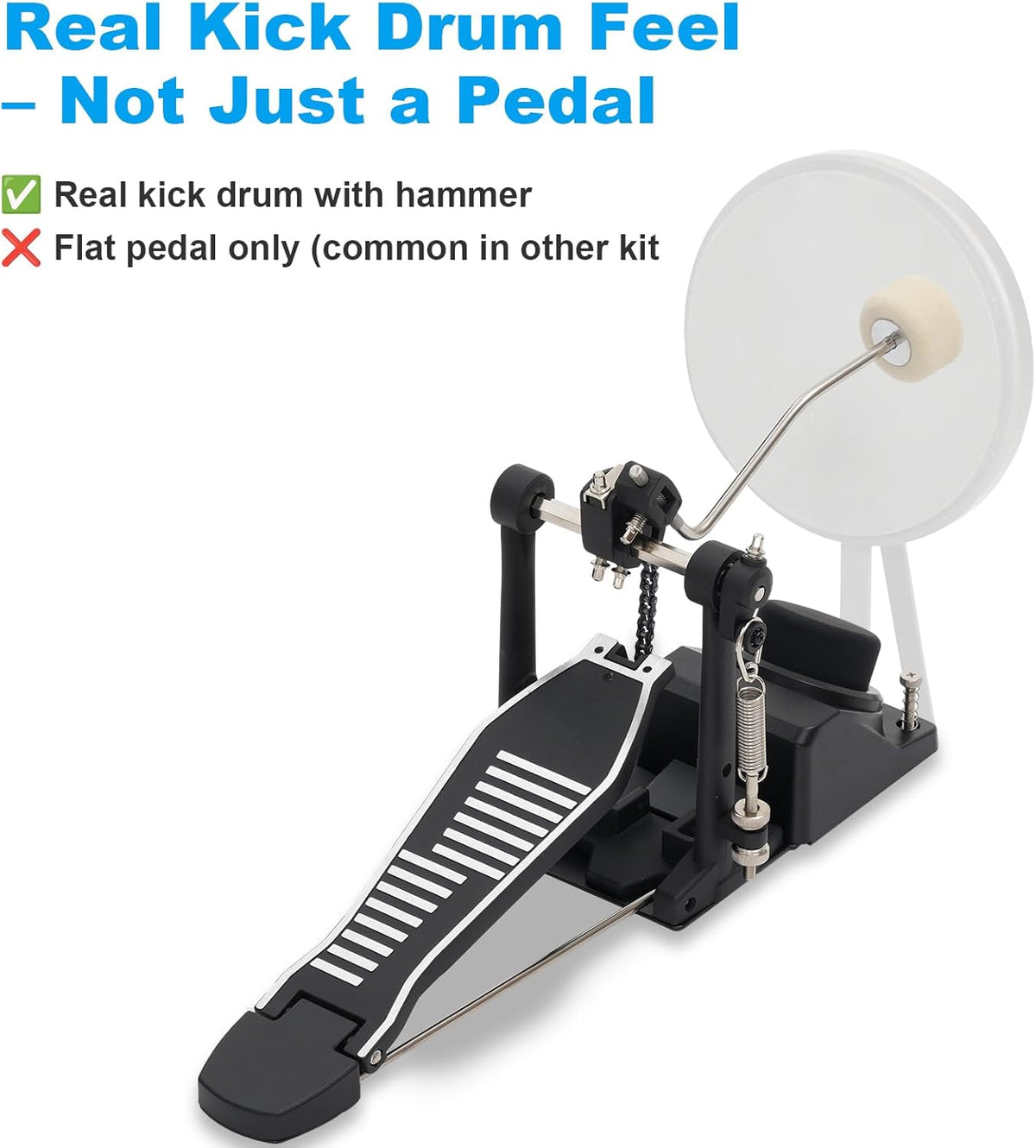 RVONE Electric Drum Set with Kick Hammer Pedal, Electronic Drum Kit for Kids Adult Beginner with 150 Sounds, 10" Cymbals, 4 Quiet Mesh Pads, all-in-one drum set with Throne, Headphones, Sticks