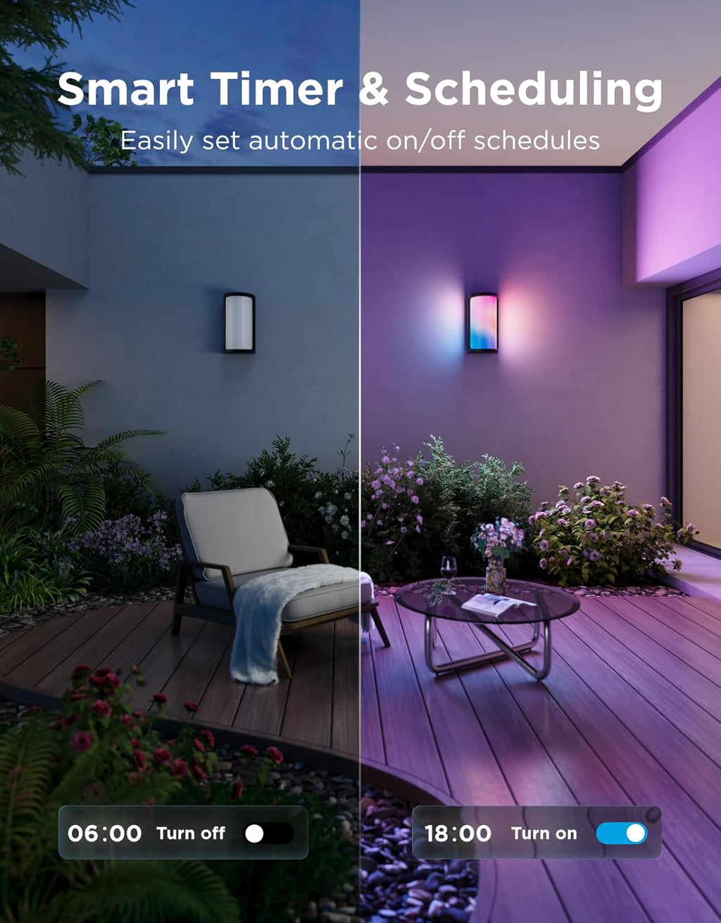 Govee Outdoor Wall Lights Pro, 2 Pack, 2000LM, RGBICWW 72-Zone Customization, Music-Sync, IP67 Waterproof for Outdoor Decor, Porch, Garage, Yard, Patio, Compatible with Alexa, Google Home and Matter