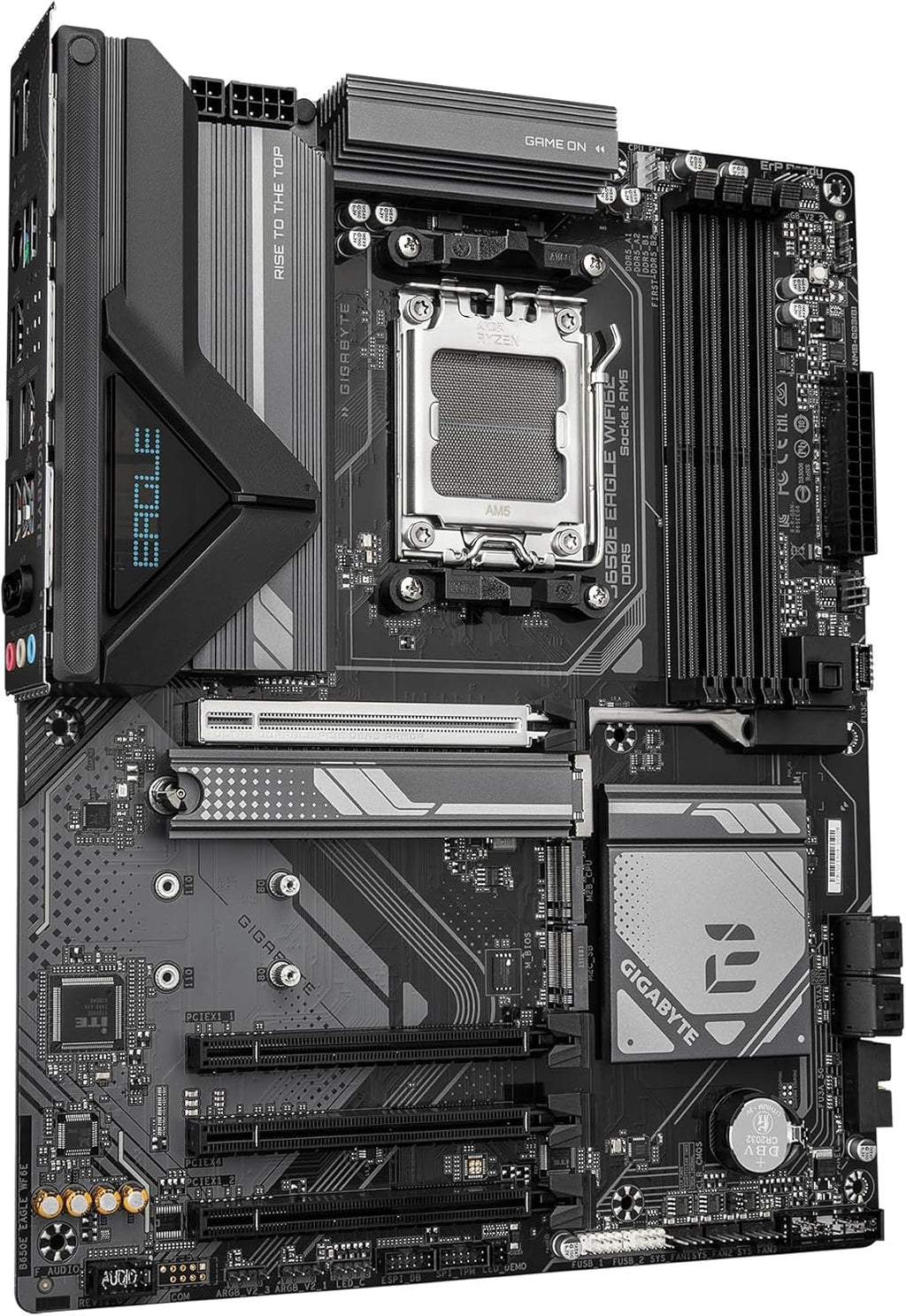 GIGABYTE B650E Eagle WIFI6E AMD AM5 ATX Motherboard, Supports Ryzen 9000/8000/7000 Series, DDR5, 8+2+2 Power Phase, 3X M.2, PCIe 5.0, USB-C 3.2 Gen 1, Wi-Fi 6E, 2.5GbE, Q-Flash, EZ-Latch, RGB Fusion