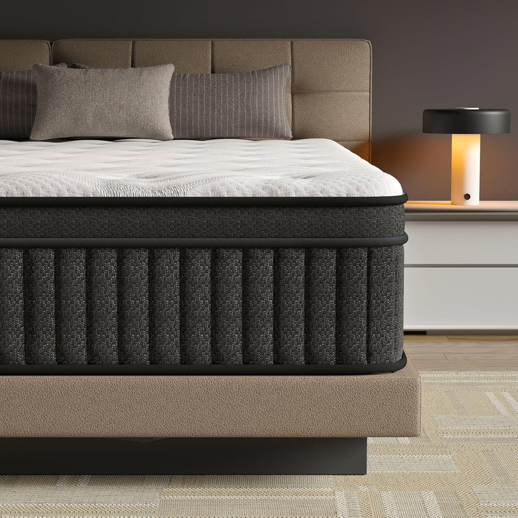 CRYREINA Queen Mattress, 12 Inch Queen Hybrid Mattress in a Box, Upgrade Individually Pocket Springs, Medium Firm, Pressure Relief, Breathable Comfort and Durable