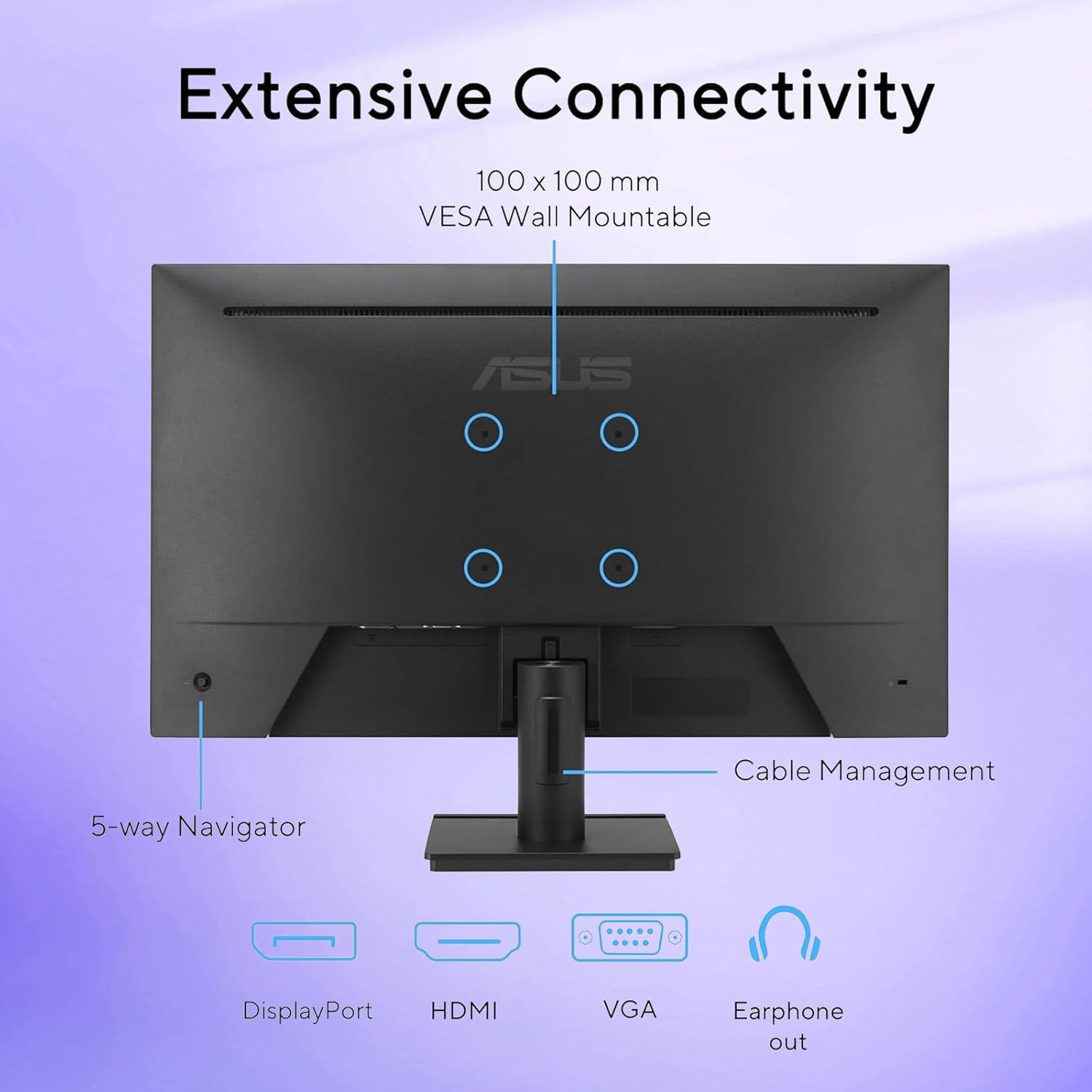 ASUS 24 inch Monitor, FHD(1920x 1080), 120Hz, 1ms, Adaptive-Sync, 99% sRGB, Anti-Glare, Eye Care, VESA Mountable, Speakers, HDMI, DisplayPort, VGA, Frameless, Tilt Adjust, Black, for Office and Gaming