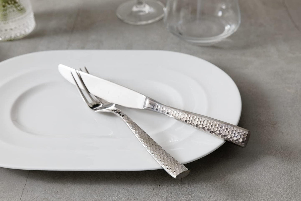 FORTESSA Lucca 18/10 Stainless Steel Flatware, 20 Piece Place Setting With Table Knives, Forks and Spoons (Service For 4), Dishwasher Safe, Polished