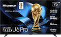 Hisense 75" U6 Pro Series Mini‑LED 4K UHD HDR Gaming AI Smart Fire TV (75U6SF Pro, 2026 New) – Hi-QLED, Native 144Hz, Motion Rate 480, Dolby Vision IQ,· Atmos, HDR10+, Glare-Free, Alexa+