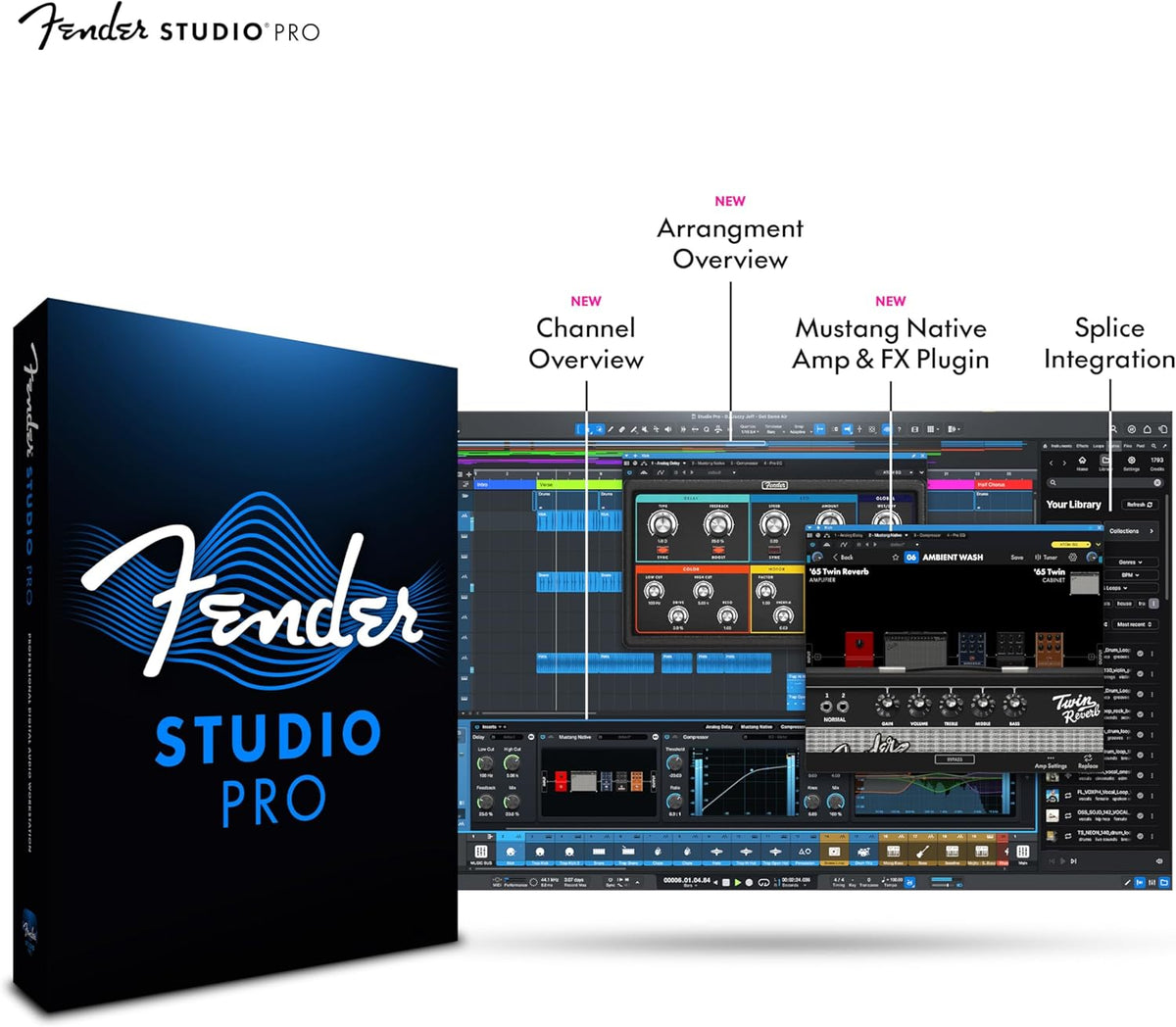Fender Studio Pro 8 — Full Music Production Software, Digital Audio Workstation, Guitar Recording Software, Fender Amp Modeling, Audio-to-MIDI Tools, Mix & Master, Unlimited Tracks