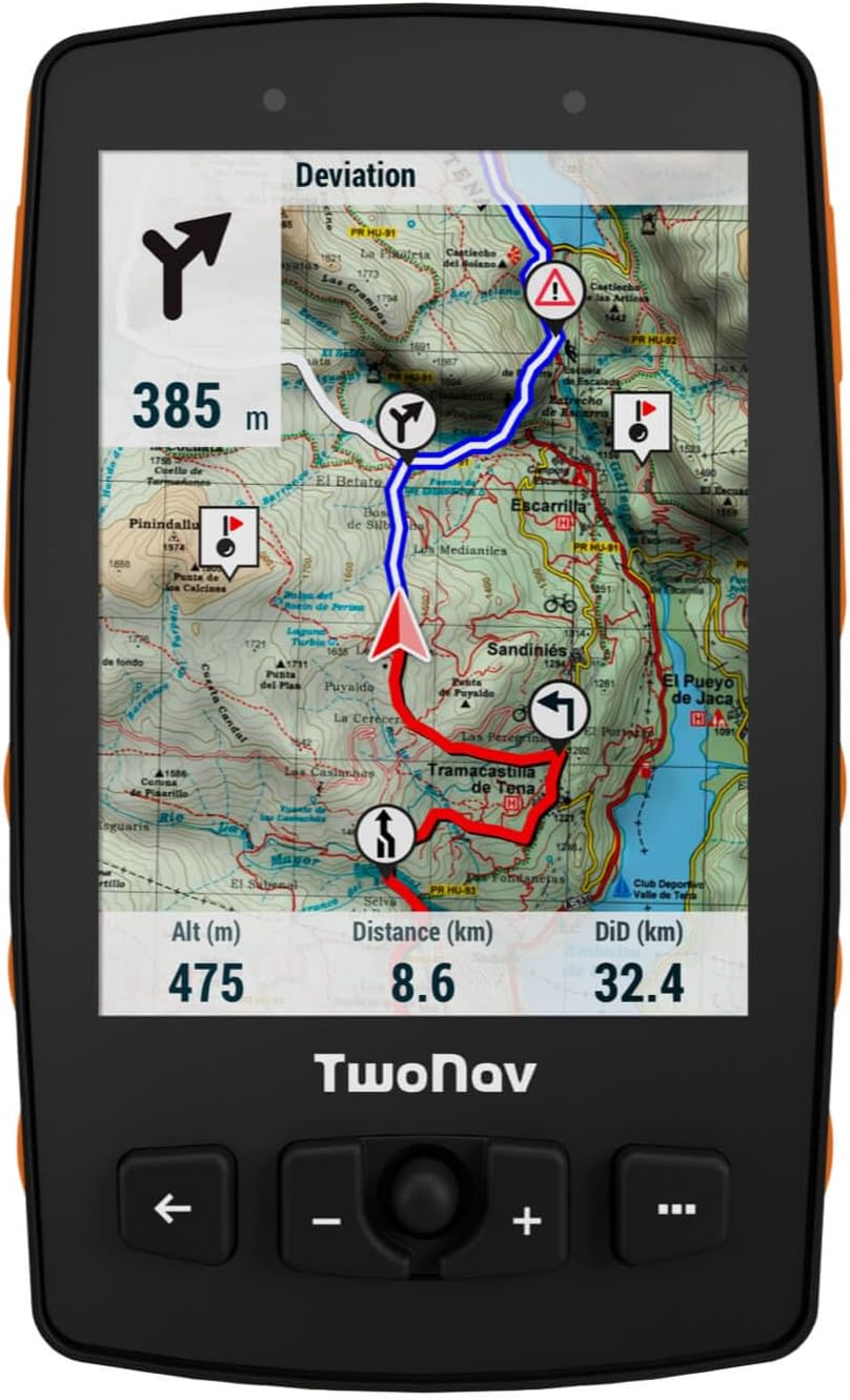 TwoNav Aventura 2 Plus (32 GB), Handheld GPS with 3.7-inch Wide Screen, Buttons and Joystick for Mountaineering, Mountaineering, Trekking or Hiking with maps Included. Colour Orange