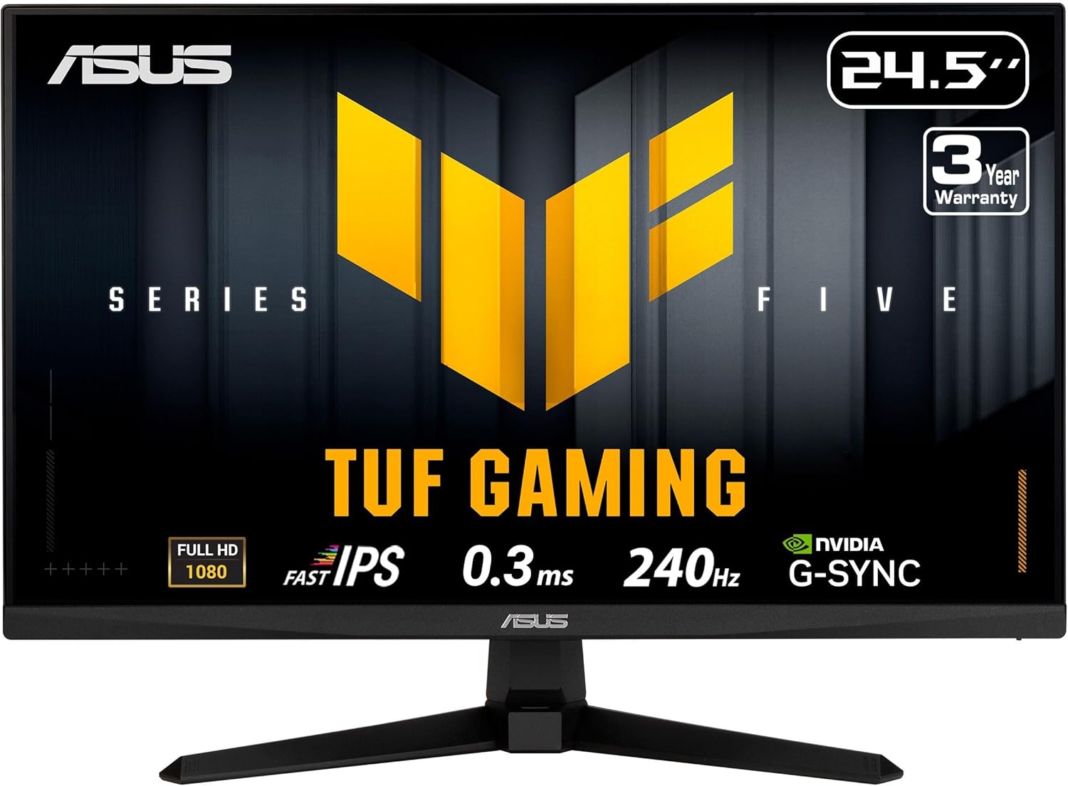 ASUS TUF Gaming Series 5 24.5” 1080P Monitor (VG259QM5A) – Full HD, Fast-IPS, 240Hz, 0.3ms, G-SYNC Compatible, FreeSync Premium, 99% sRGB, DisplayWidget, Gaming AI, 3 yr Warranty