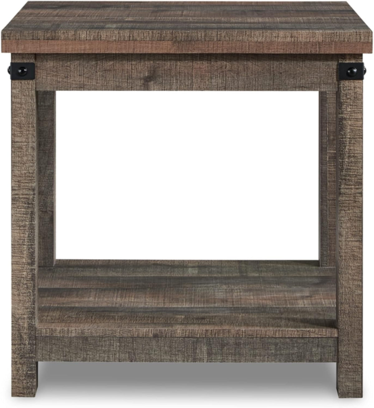 Signature Design by Ashley Hollum 24 Inch Square End Table - Rustic Brown Side Table with Storage Shelf