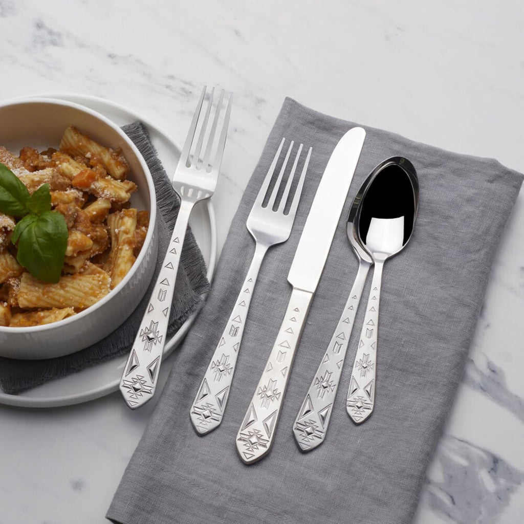 Towle Everyday Pueblo Flatware Service for 8, 42 Piece Set, 18/0 Stainless Steel, Silverware Set
