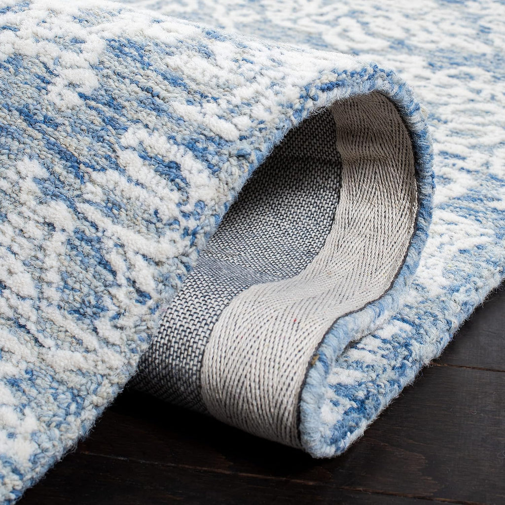 SAFAVIEH Metro Collection 8' x 10' BlueIvory MET993M Handmade Premium Wool Living Room Dining Bedroom Area Rug