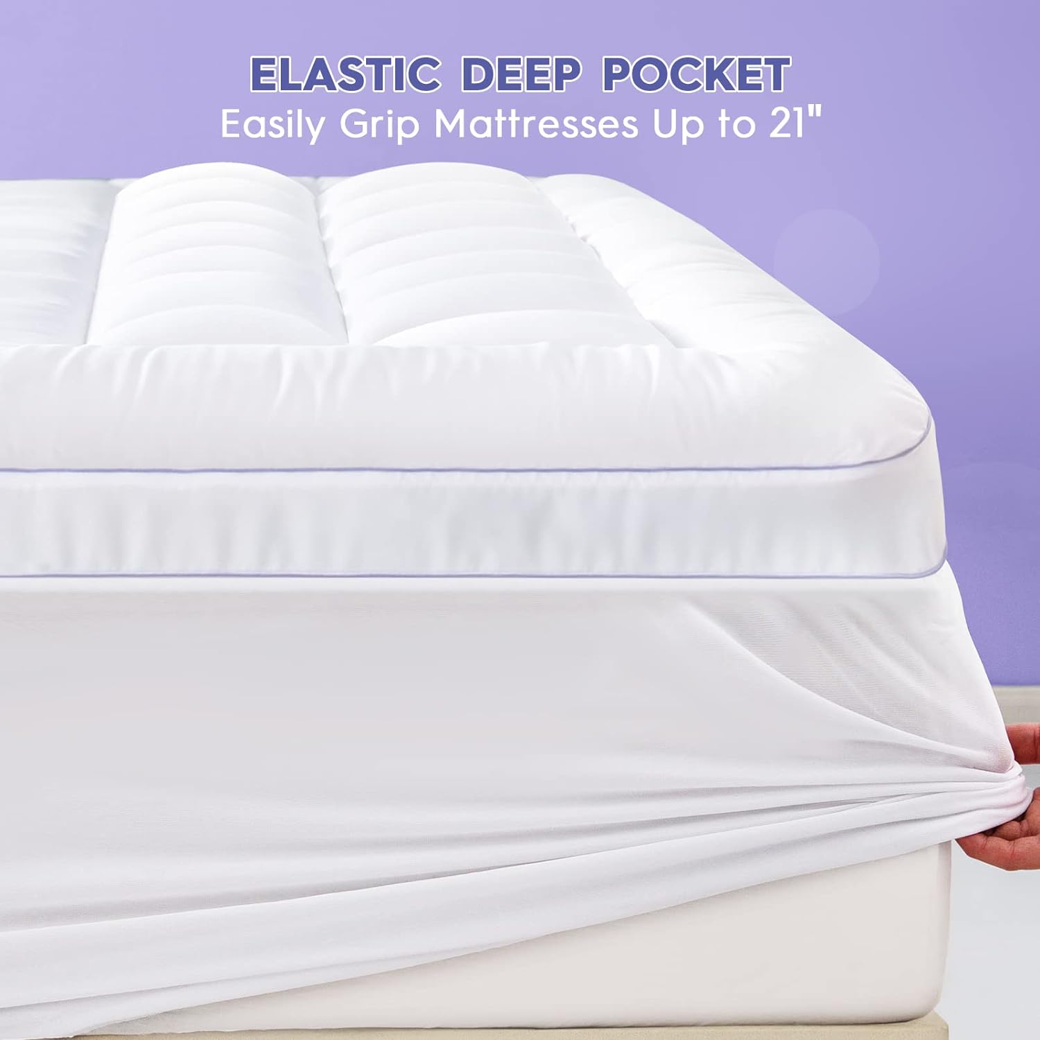 ABENE Queen Size Dual Layer 3 Inch Memory Foam Mattress Topper, 2 Inch Gel Memory Foam Plus 1 Inch Down Alternative Pillowtop Mattress Pad Cover, Thick Soft Bed Topper Support for Back Pain