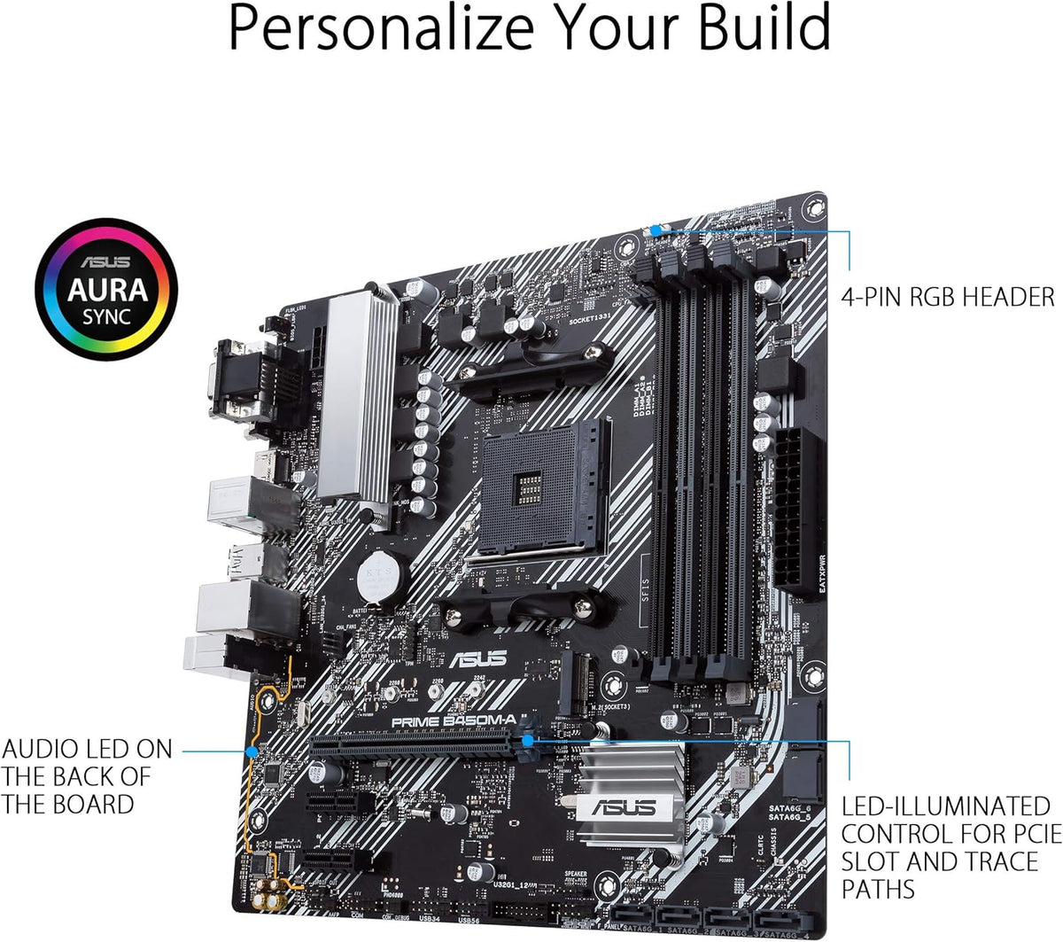 ASUS Prime B450M-A II AMD AM4 (Ryzen 5000, 3rd/2nd/1st Gen Ryzen Micro ATX Motherboard (128GB DDR4, 4400 O.C.), NVMe, HDMI 2.0b/DVI/D-Sub, USB 3.2 Gen 2, BIOS Flashback, and Aura Sync)