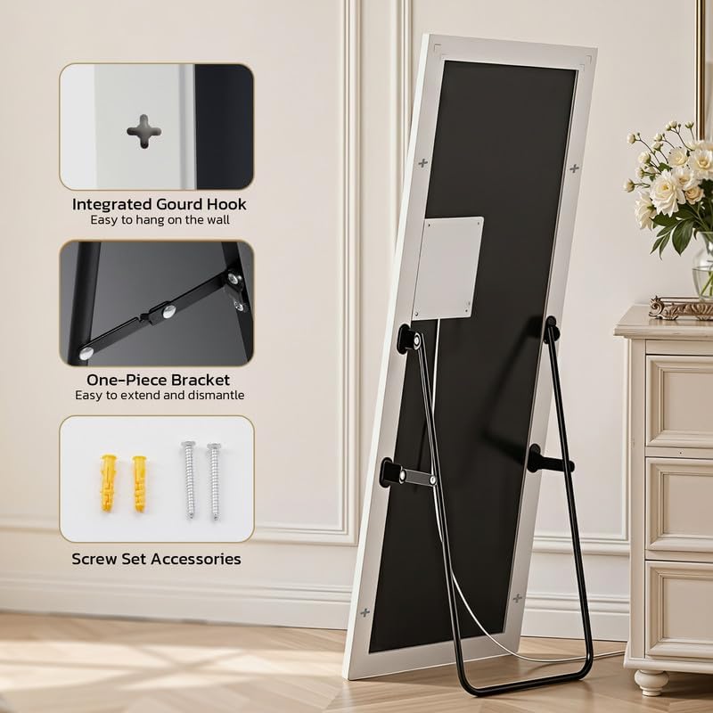 71" x 26" Arched Full Length Mirror with LED Lights, Floor Mirror with Stand, Wall Mirror Full Length, Body Floor Mirror, Wall Mounted Mirror for Bedroom, Dimmable, Tempered Glass