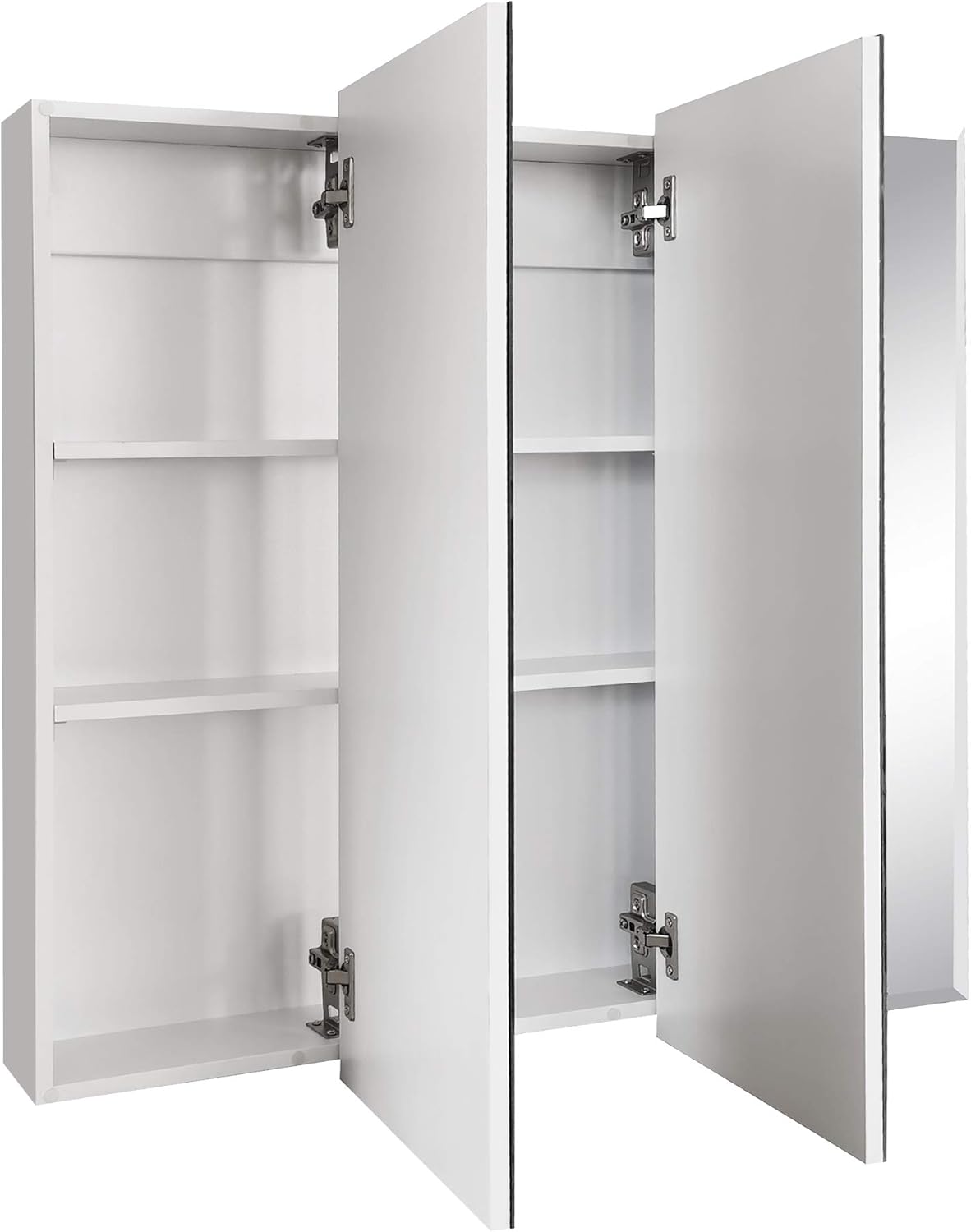 Design House 30 Inch Cyprus Bathroom Medicine Cabinet, Durable Pre-Assembled Wall Mounted or Recessed with Frameless Mirrored Doors, Reinforced Packaging, White Cabinet, 590349