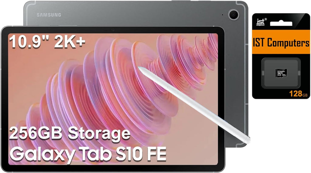Samsung Galaxy Tab S10 FE Android Tablet (10.9" 2K+ Touchscreen, 8-Core, 8GB RAM, 256GB Storage (128GB+128GB SD Card)), S Pen, Long Battery Life, Dual Cameras, Lightweight, Gray, NA Version, SM-X520