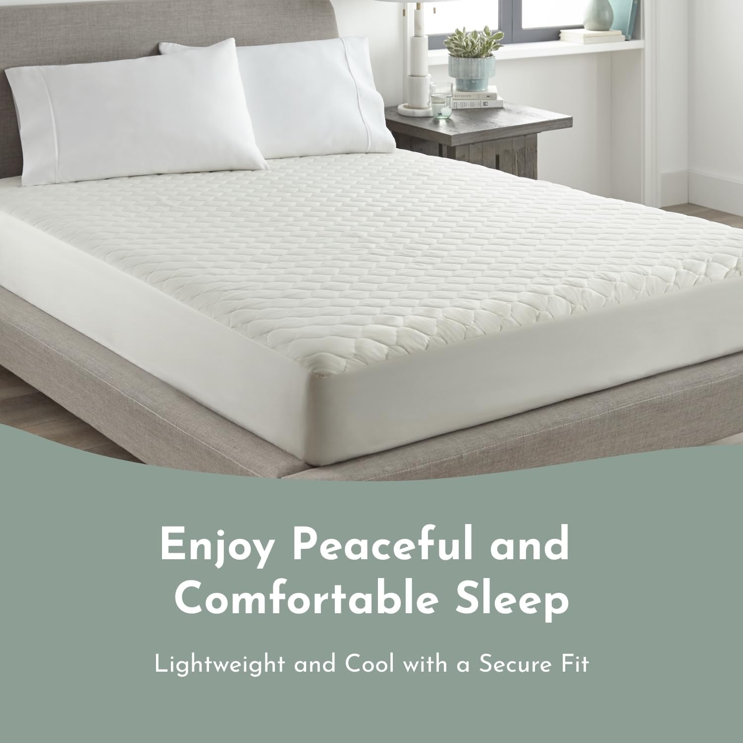 100% Cotton Organic Mattress Protector | Breathable & Noiseless GOTS Organic Mattress Pad with Premium 300GSM Durability | Machine Washable Quilted Bed Protector with Deep Pocket (Ivory, King)
