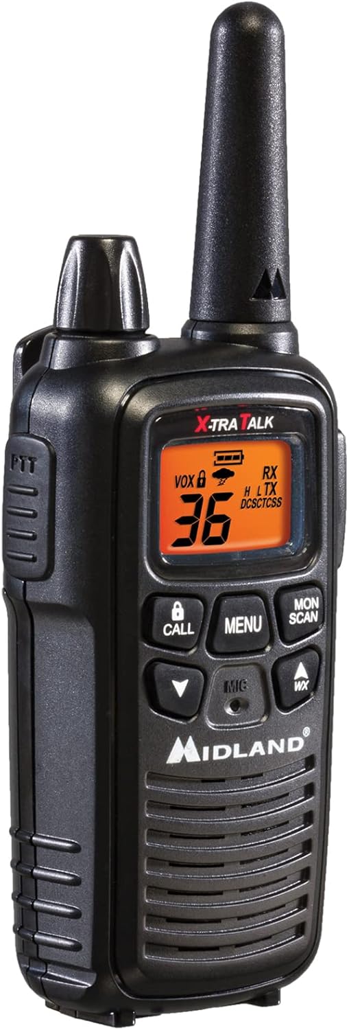 Midland LXT600BBX4 FRS Business Walkie Talkies - Long Range 36-Channel Two-Way Radios with Headsets and Charging Base, NOAA Weather Alerts (8-Pack, Black)