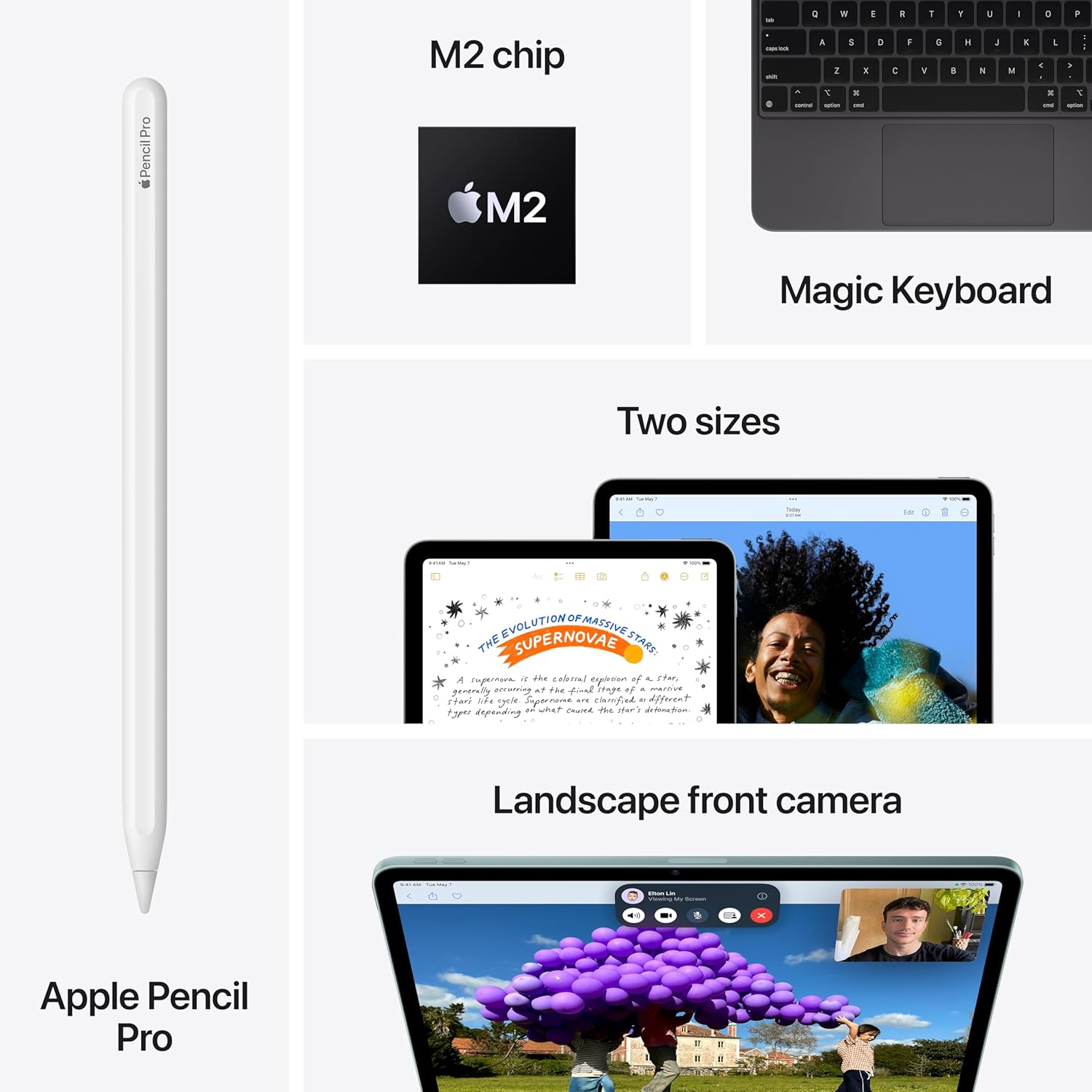 Apple iPad Air 11-inch (M2): Built for Apple Intelligence, Liquid Retina Display, 1TB, 12MP Front/Back Camera, Wi-Fi 6E + 5G Cellular, Touch ID, All-Day Battery Life — Purple