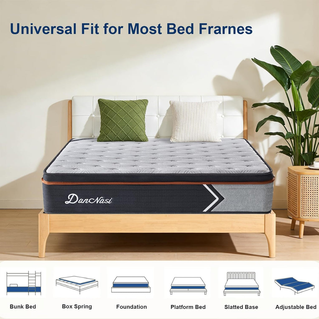Full Size Mattress, Hybrid Medium Firm 12 Inch Full Mattress, Double Bed Mattress, Gel Memory Foam /Pocket Spring for Pressure Relief, Motion Isolation, Double Mattress, Colchones Full, Bed In a Box