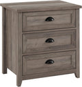 Walker Edison Hazel Modern Farmhouse 3 Drawer Framed Nightstand with Half-Moon Handles 25 Inch Grey Wash