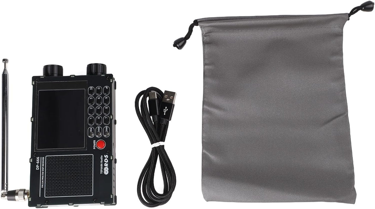 DP-666 TEF6686 Full Band Radio, FM AM Shortwave Radio RDS, 2.8 Inch Resistive Touch LCD Color Screen, Portable High Sensitivity Travel Radio(Black)