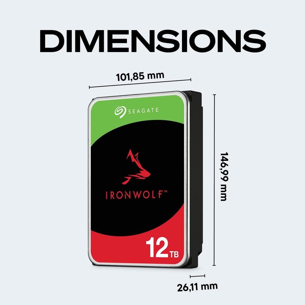 Seagate IronWolf 12TB NAS Internal Hard Drive HDD – CMR 3.5 Inch SATA 6Gb/s 7200 RPM 256MB Cache for RAID Network Attached Storage (ST12000VNZ008/ST12000VN0008)