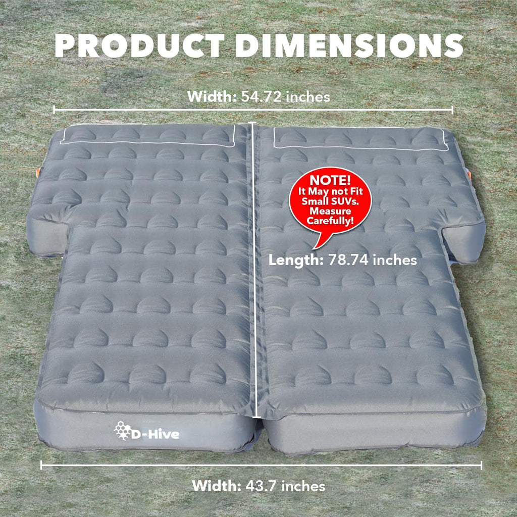 D-Hive Unbeatable Durability SUV Air Mattress for Car Camping, Durable Extra Thick 300D Oxford Fabric, Quick Easy Set-Up w/Electric Pump, Car Bed Mattress, Mattress for SUV, Air Mattress