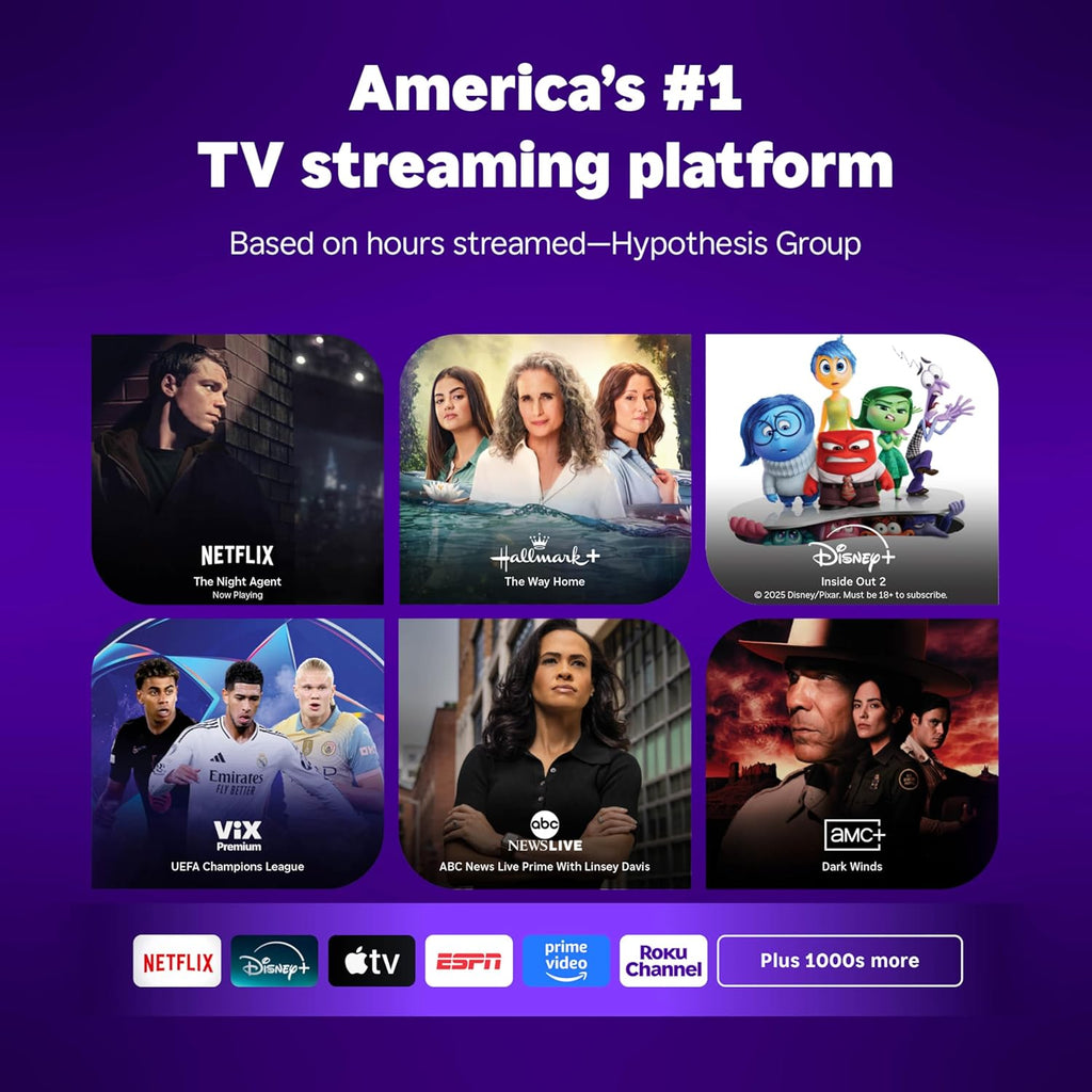 Roku Smart TV – 43-Inch Select Series, 4K HDR TV – RokuTV with Enhanced Voice Remote – Flat Screen LED Television with Wi-Fi for Streaming Live Local News, Sports, Family Entertainment