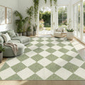 GarveeHome Sage Green Area Rugs 8x10 for Living Room, Checkered Large Washable Rug Soft Non Slip Backing Floor Mat Carpet Indoor Thin Rug for Bedroom Dining Room Playroom Nursery Home Decor