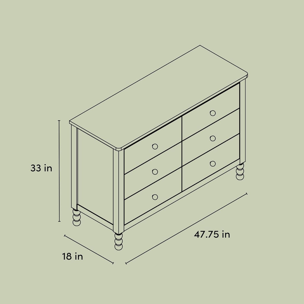 Storkcraft Rio 6 Drawer Dresser (Frosted Oat) – GREENGUARD Gold Certified, Wood Dresser for Bedroom, Kids & Nursery Storage Chest, Safety Interlocking Drawers, Pre-Installed Tracks, Kids Chest