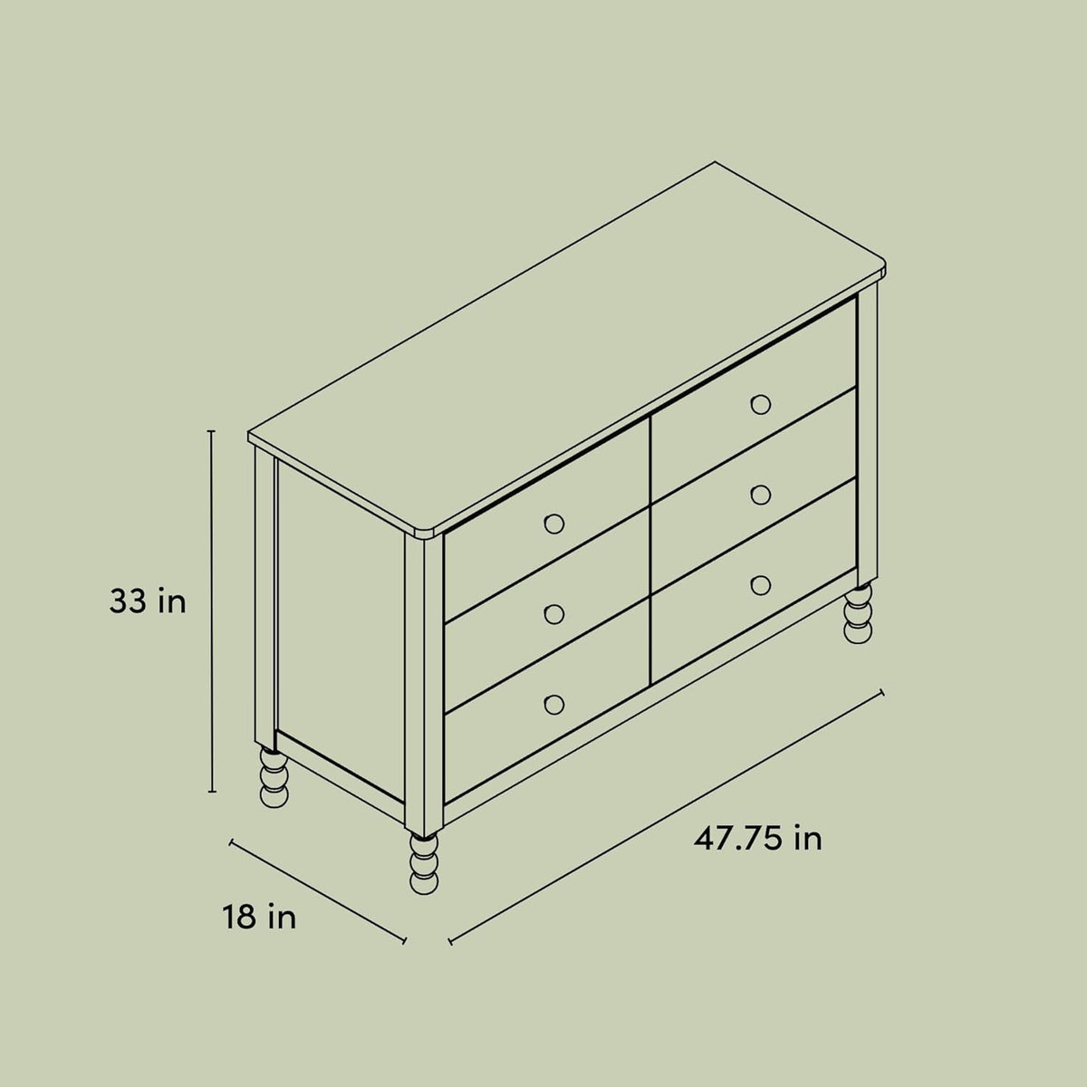 Storkcraft Rio 6 Drawer Dresser (Frosted Oat) – GREENGUARD Gold Certified, Wood Dresser for Bedroom, Kids & Nursery Storage Chest, Safety Interlocking Drawers, Pre-Installed Tracks, Kids Chest