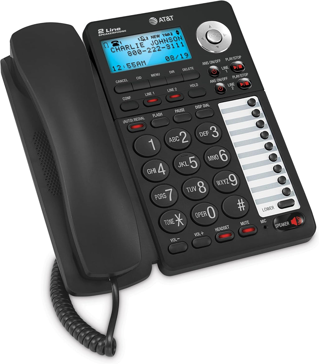AT&T 2-Line Corded Speakerphone with Caller ID/Call Waiting, 3-Party Conferencing, 18 Number Speed Dial and Auto Line Selection (Speakerphone with Answering System)