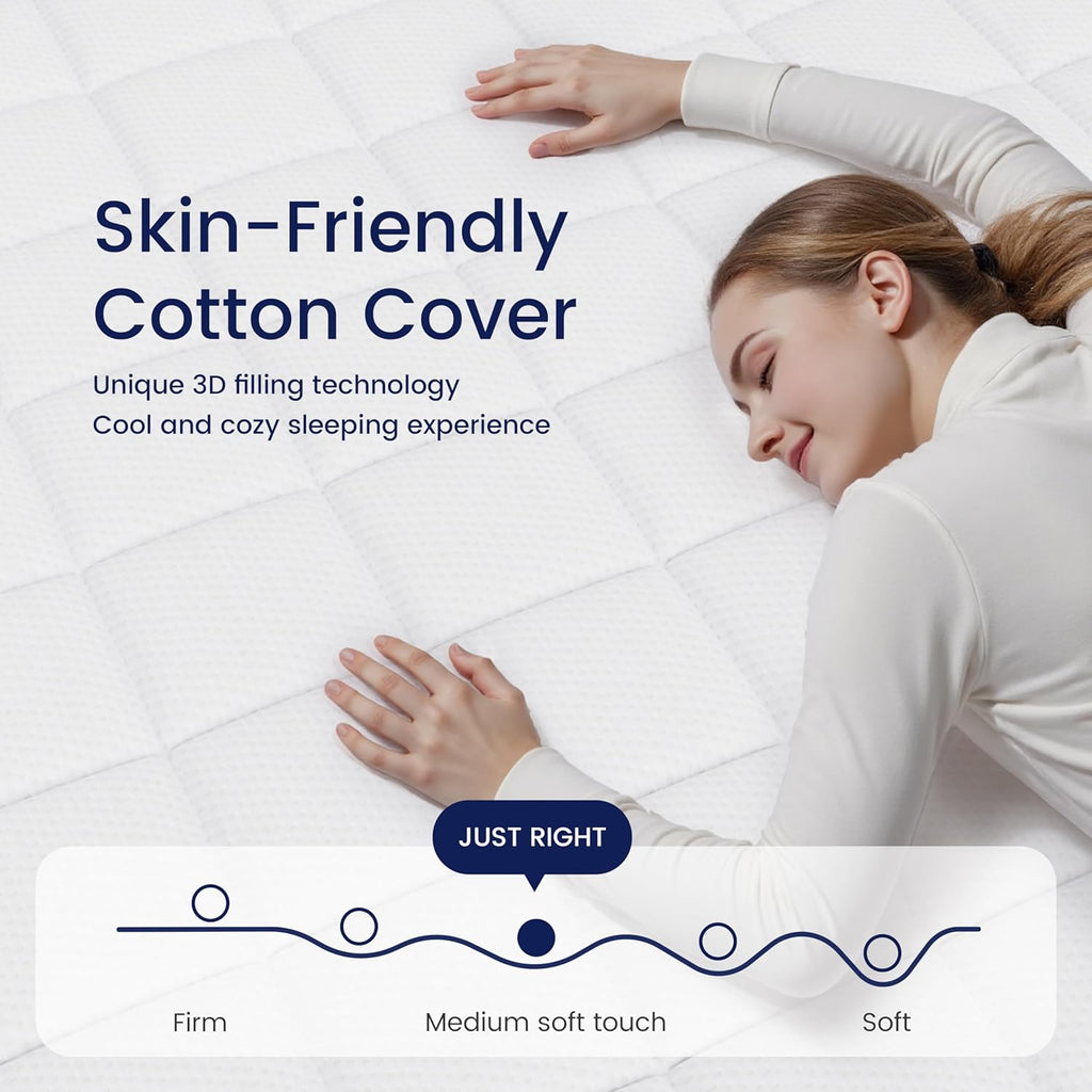 Full Size Mattress, 8 inch Hybrid Full Mattress in a Box, Full Size Memory Foam Mattress with Cooling Gel, Pocket Springs, Medium Firm Full Bed Mattress for Pressure Relief, No Fiberglass, CertiPUR-US