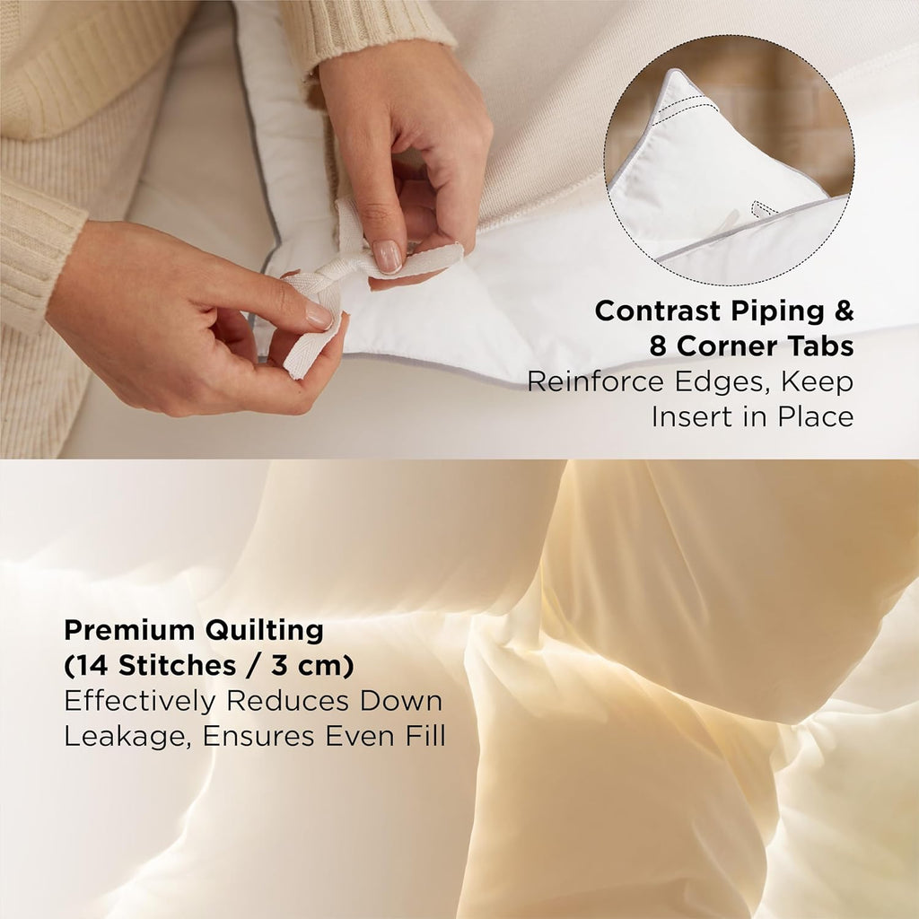 Bedsure Feather Down Comforter King Size, Luxurious Fluffy Hotel Duvet Insert with Storage Bag & 8 Corner Tabs, PureWoven Ultra Soft Cotton Blend Fabric, All Season Comforter, 106x90 Inches, White