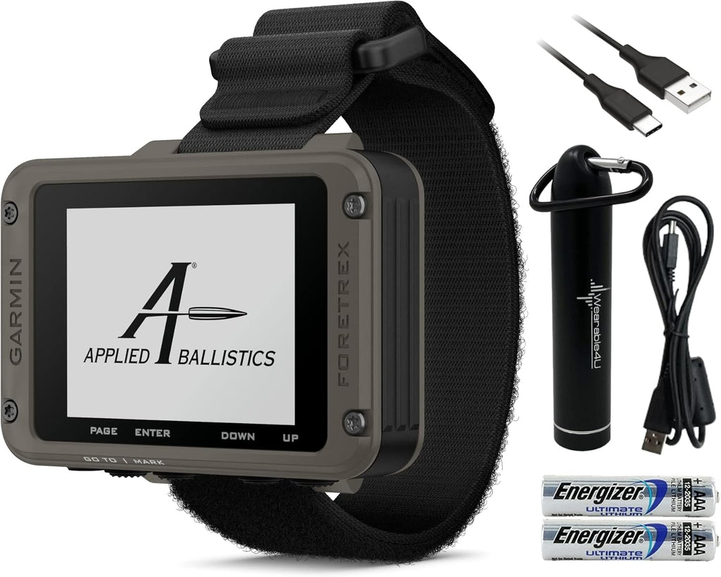 Garmin Foretrex 901 Wrist-Mounted GPS Navigator with Strap, Ballistic Edition with AAA Batteries and E-Bank Bundle