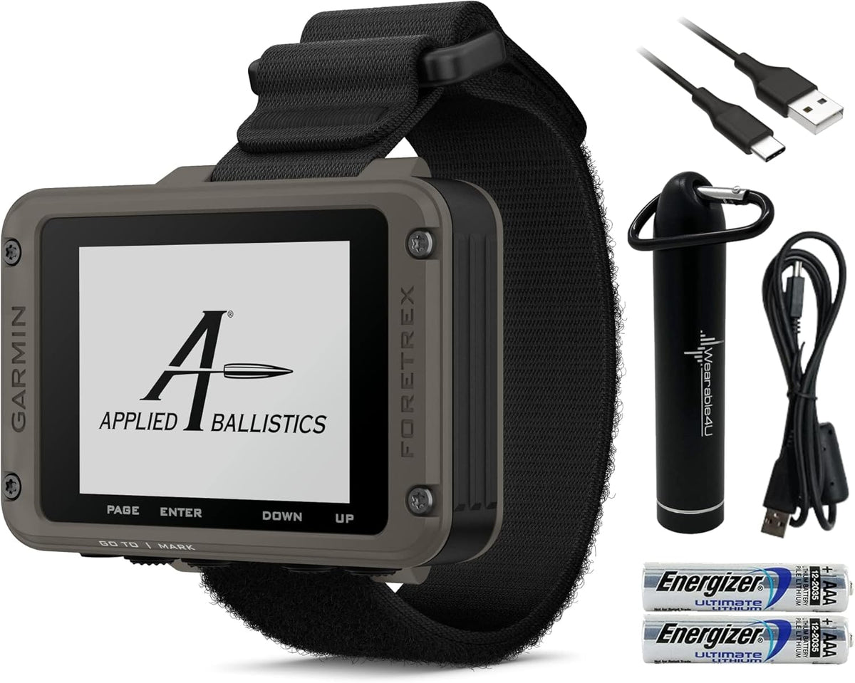 Garmin Foretrex 901 Wrist-Mounted GPS Navigator with Strap, Ballistic Edition with AAA Batteries and E-Bank Bundle