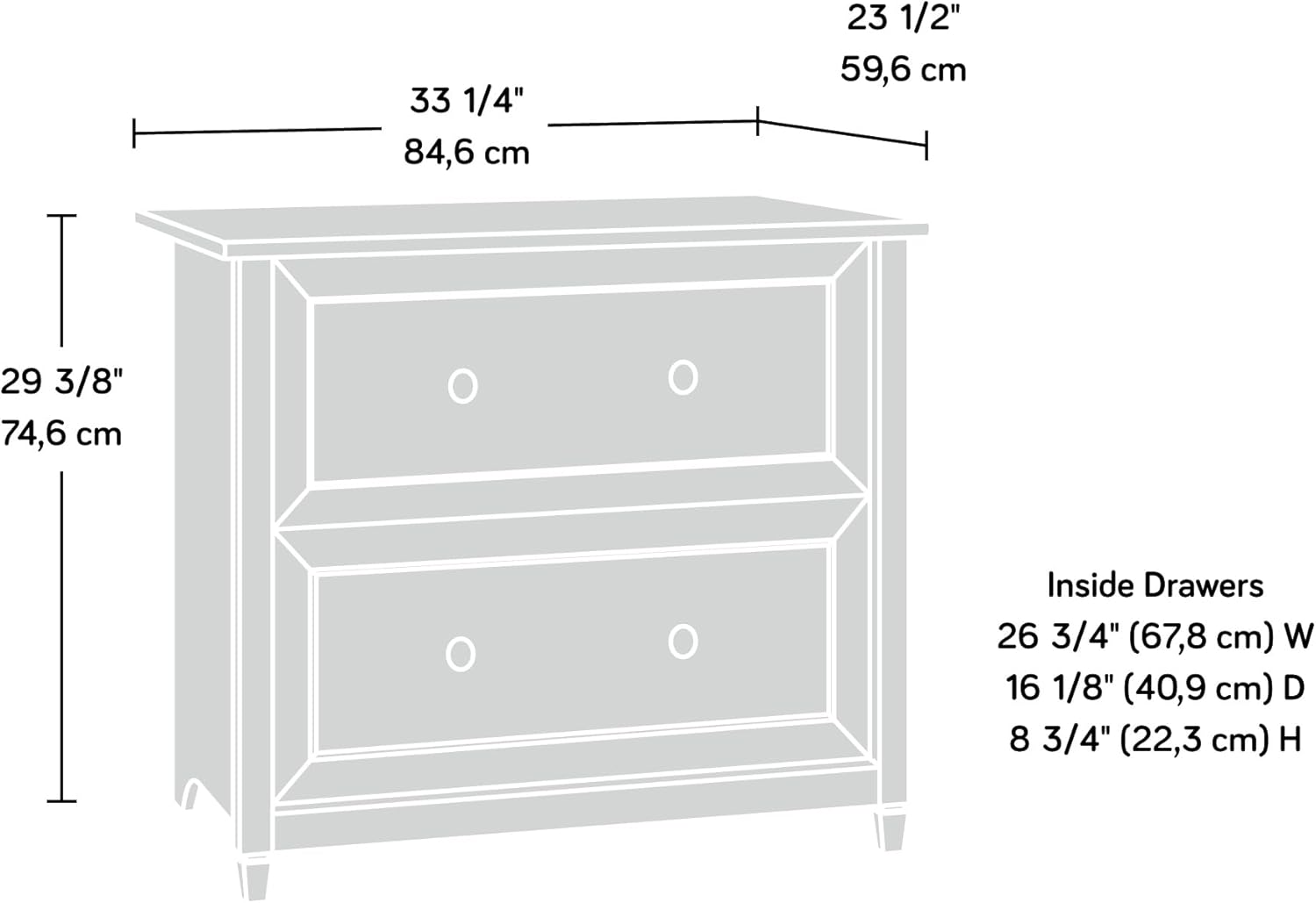 Sauder Edge Water 2 Drawer Lateral Filing Cabinet, Office File Cabinet, in Estate Black finish