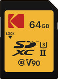 Kodak 64GB UHS-II U3 V90 Ultra Pro SDXC Memory Card - Up to 300MB/s Read Speed and 270MB/s Write Speed