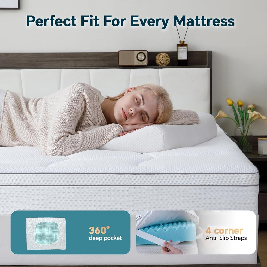GEMBED Firm Memory Foam Mattress Topper Twin XL Size - Dual Layer 2.5 Inch Cooling Gel Memory Pad and 1 Inch Pillow Top Mattress for Back Pain - 39" x 80" x 3.5"