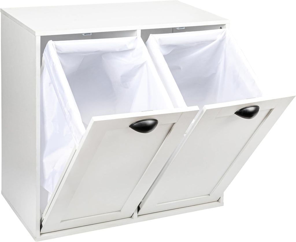 Household Essentials Laundry Sorter Cabinet, Scandi White Finish