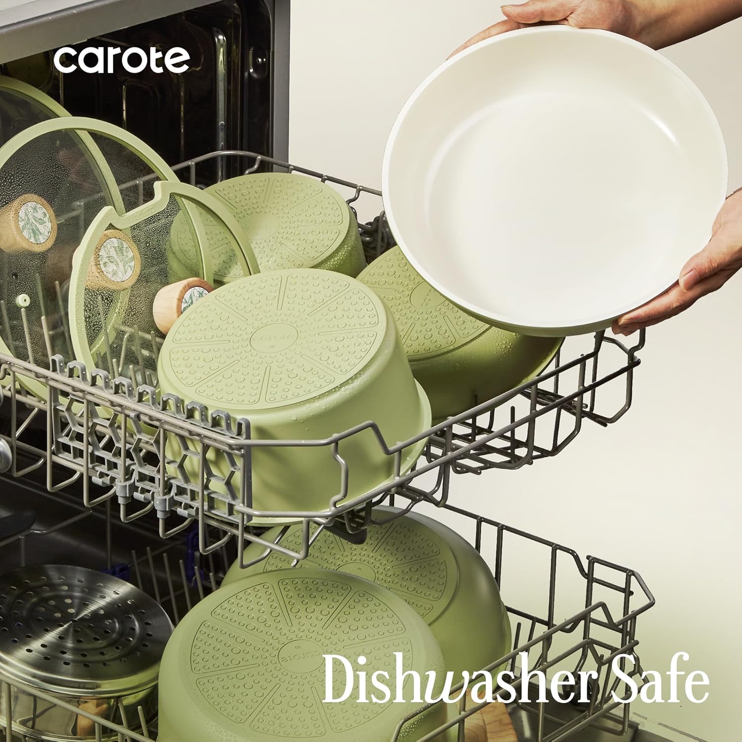 CAROTE 25-Piece Ceramic Cookware Set, Nonstick Pots and Pans Set with Detachable Handle, Non-Toxic Kitchen Cooking Set, Dishwasher & Oven Safe, Induction Compatible, PFAS Free