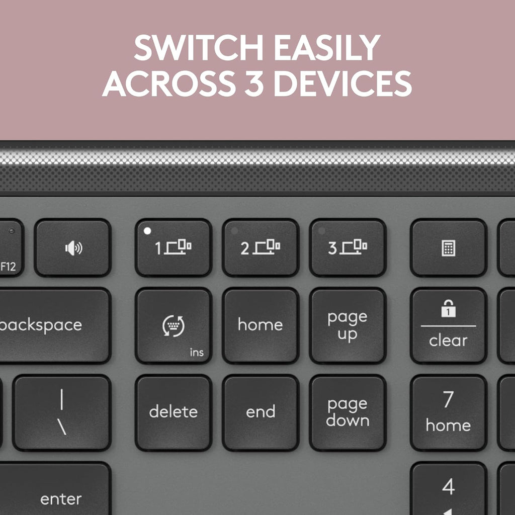 Logitech MK955 Signature Slim Wireless Keyboard and Mouse Combo, for Larger Hands, Quiet Typing and Clicking, Switch Across Three Devices, Bluetooth, Multi-OS, for Windows and Mac