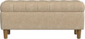 Homepop Home Decor | Tufted Ainsley Button Storage Ottoman Bench with Hinged Lid | Ottoman Bench with Storage for Living Room & Bedroom, Oatmeal Textured Fabric
