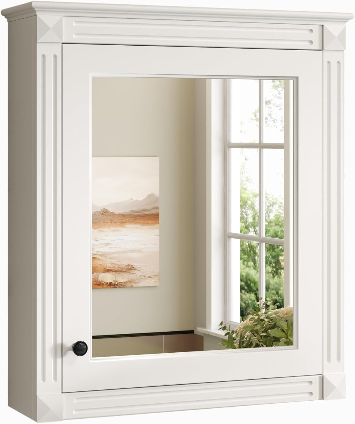 Merax Bathroom Medicine Cabinet with Mirror Door & Adjustable Shelves, 24" x 28" Wall Mounted Storage Cabinet Over Toilet