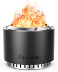 Panovue 22 inch Smokeless Fire Pit with Waterproof Cover, Stainless Steel Outdoor Smokeless Firepit, Wood Burning Fire Pits for Camping, Bonfire,Low Smoke Firepit for OutsideBlack